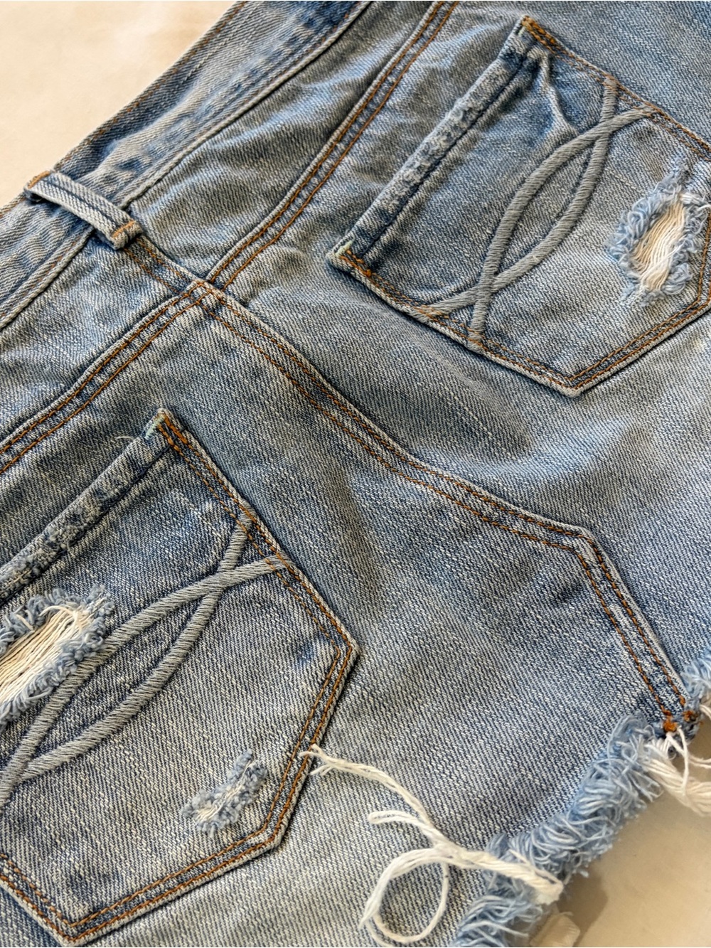 Abercrombie & Fitch Light Wash Distressed Denim Mini Skirt - Picture 5 of 5